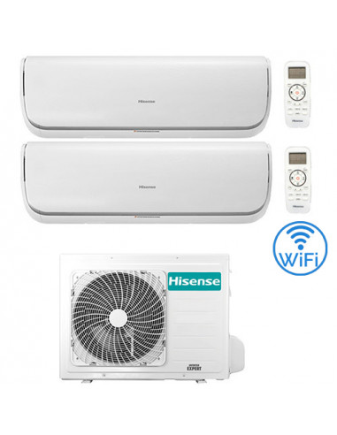 Climatizzatore Condizionatore Hisense Silentium Wifi R32 Dual Split Inverter 9000 + 12000 BTU con U.E. 2AMW42U4RRA Classe A++...