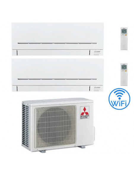 Climatizzatore Condizionatore Mitsubishi MSZ-AP Wifi R32 Dual Split Inverter 9000 + 12000 BTU con U.E. MXZ-2F53VF Classe A+++...