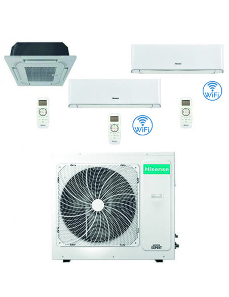 Climatizzatore Condizionatore Hisense Cassetta 4 vie più Energy Wifi R32 trial split inverter 9000 + 9000 + 12000 BTU con U.E...