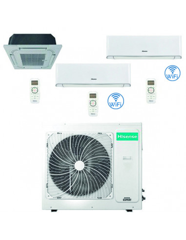 Climatizzatore Condizionatore Hisense Cassetta 4 vie più Energy Wifi R32 Trial Split Inverter 9000 + 9000 + 12000 BTU con U.E...