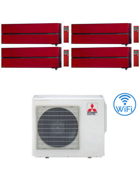 Climatizzatore Condizionatore Mitsubishi Kirigamine Style Wifi R32 Rosso Quadri Split Inverter 9000 + 9000 + 9000 + 9000 BTU ...