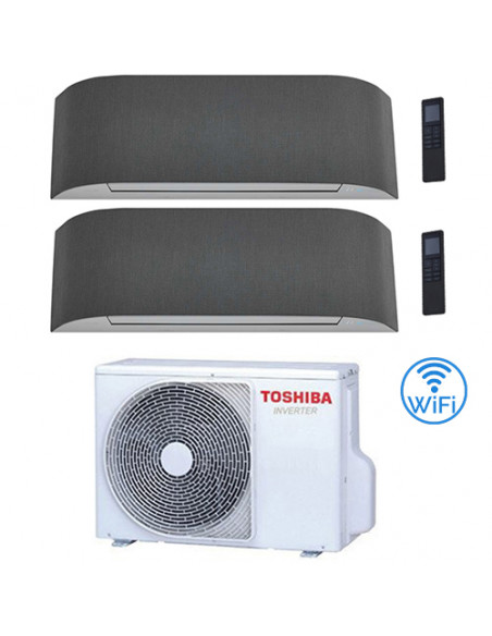 Climatizzatore Condizionatore Toshiba Serie Haori Wifi R32 Bianco con tessuti Grigio scuro / Grigio chiaro Dual Split Inverte...