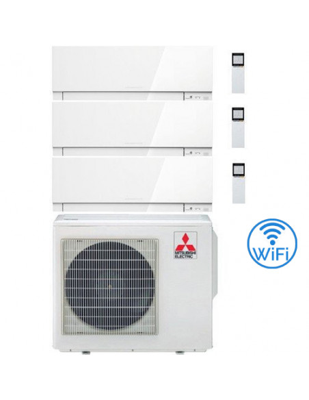 Climatizzatore Condizionatore Mitsubishi Kirigamine Zen Wifi Bianco Trial Split Inverter 9000 + 9000 + 12000 BTU con U.E. MXZ...