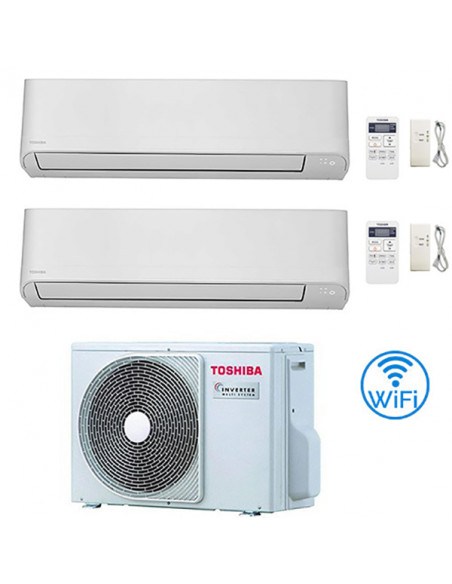 Climatizzatore Condizionatore Toshiba Serie Seiya Wifi R32 Dual Split Inverter 10000 + 10000 (9000 + 9000) BTU con U.E. RAS-2...