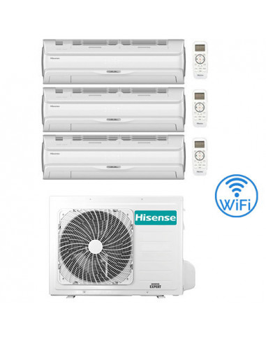 Climatizzatore Condizionatore Hisense Silentium Pro Wifi Trial Split Inverter 9000 + 9000 + 9000 BTU con U.E. 3AMW52U4RJC Cla...