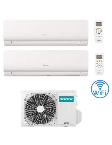 Climatizzatore Condizionatore Inverter Hisense New Energy Wifi R32 Dual Split 12000 + 12000 BTU con U.E. 2AMW52U4RXC Classe A...