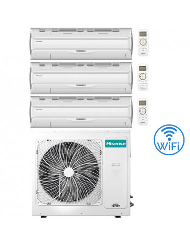 Climatizzatore Condizionatore Hisense Silentium Pro Wifi Trial Split Inverter 9000 + 9000 + 12000 BTU con U.E. 3AMW72U4RJC Cl...