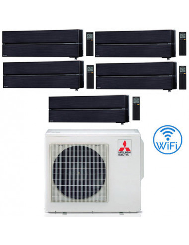 Climatizzatore Condizionatore Mitsubishi Kirigamine Style Wifi R32 Nero Penta Split Inverter 9000 + 9000 + 9000 + 9000 + 1200...