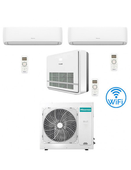 Climatizzatore Condizionatore Hisense R32 Trial Split Inverter Hi Comfort Wifi più Console 7000 + 7000 + 9000 BTU con U.E. 3A...