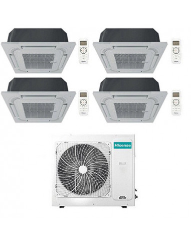 Climatizzatore Condizionatore Hisense Cassetta 4 vie R32 Quadri Split Inverter 9000 + 9000 + 9000 + 18000 BTU con U.E. 4AMW10...