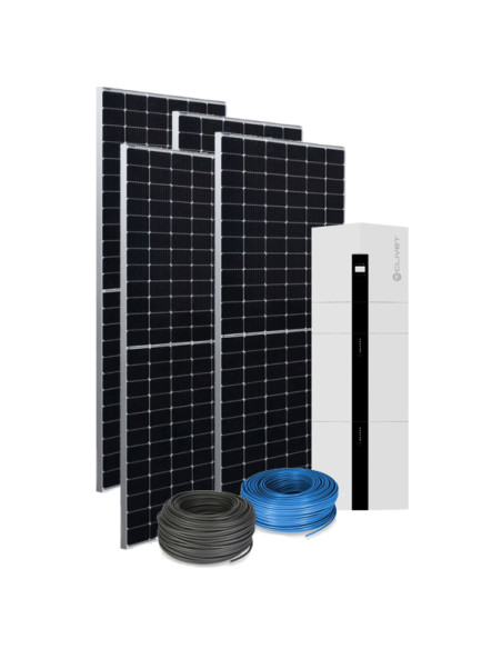 Kit fotovoltaico da 6 kW composto da Inverter Ibrido e pacco batteria da 10kWh Clivet + nº14 pannelli V-TAC da 450 Watt e kit...