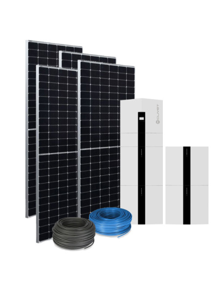 Kit fotovoltaico da 6 kW composto da Inverter Ibrido e pacco batteria da 20kWh Clivet + nº14 pannelli V-TAC da 450 Watt e kit...