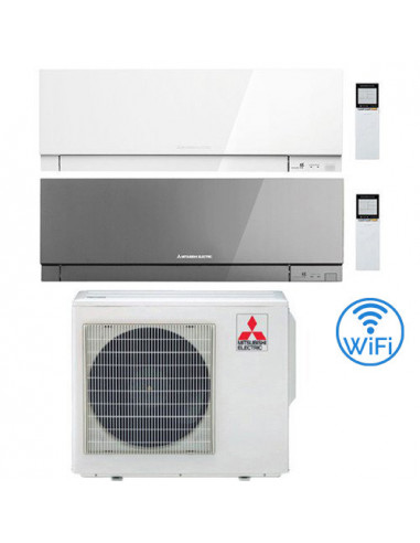 Climatizzatore Condizionatore Mitsubishi Kirigamine Zen Wifi Bianco e Argento Dual Split Inverter 9000 + 12000 BTU con U.E. M...