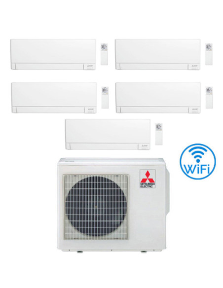 Climatizzatore Condizionatore Mitsubishi MSZ-AY Wifi R32 Penta Split Inverter 9000 + 9000 + 9000 + 9000 + 12000 BTU con U.E. ...