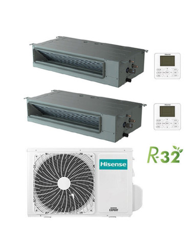 Climatizzatore Condizionatore Hisense Canalizzabile R32 Dual Split Inverter 9000 + 18000 BTU con U.E. 3AMW72U4RJC Classe A++/...