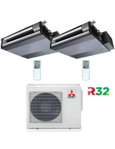 Climatizzatore Condizionatore Mitsubishi Canalizzabile R32 SEZ-M DA Dual Split Inverter 12000 + 12000 BTU con U.E. MXZ-3F68VF...