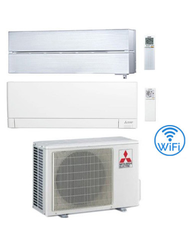 Climatizzatore Condizionatore Mitsubishi Kirigamine Style Bianco più MSZ-AY Wifi Dual Split R32 Inverter 12000 + 9000 BTU con...