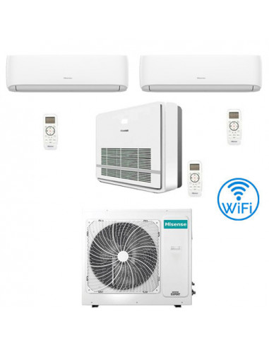 Climatizzatore Condizionatore Hisense R32 Trial Split Inverter Hi Comfort Wifi più Console 7000 + 7000 + 12000 BTU con U.E. 3...