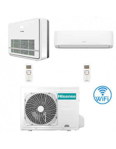 Climatizzatore Condizionatore Hisense R32 Dual Split Inverter Hi Comfort Wifi più Console 12000 + 12000 BTU con U.E. 3AMW62U4...