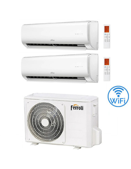 Climatizzatore Condizionatore Ferroli Serie Giada Wifi R32 Dual Split 12000 + 12000 BTU con U.E. 2CP001QF 21000 BTU 21-3 Clas...