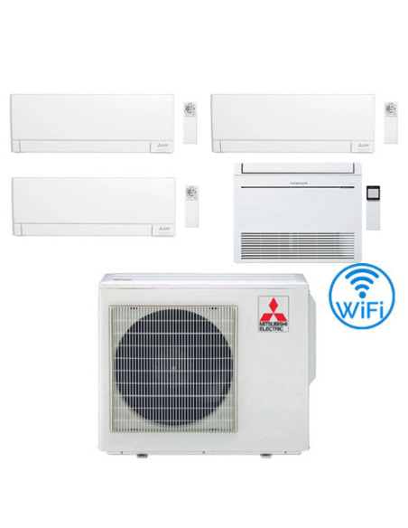 Climatizzatore Condizionatore Mitsubishi R32 Quadri Split Inverter MSZ-AY Wifi più Console 9000 + 9000 + 9000 + 9000 BTU con ...