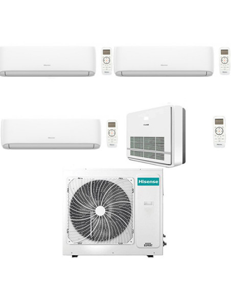 Climatizzatore Condizionatore Hisense Split + Console Serie Turbo R32 Quadri Split Inverter 9000 + 9000 + 9000 + 18000 BTU co...