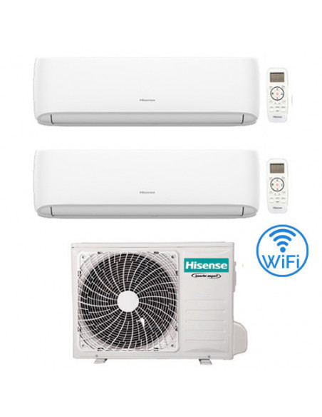 Climatizzatore Condizionatore Hisense Hi Comfort Wifi R32 Dual Split Inverter 7000 + 9000 BTU con U.E. 3AMW52U4RJC Classe A++...