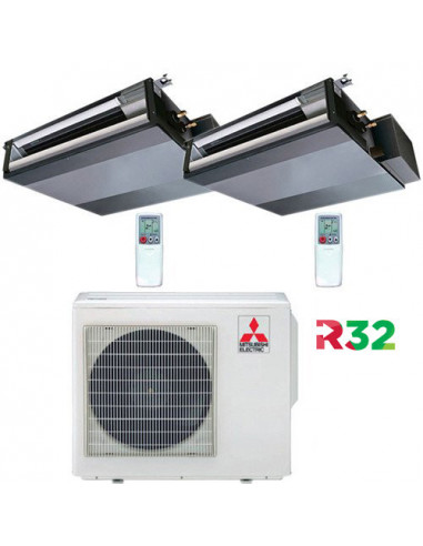 Climatizzatore Condizionatore Mitsubishi Canalizzabile R32 SEZ-M DA Dual Split Inverter 18000 + 18000 BTU con U.E. MXZ-3F68VF...