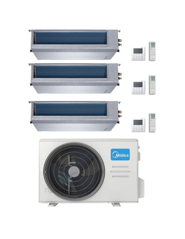 Climatizzatore Condizionatore Midea Canalizzato Trial 12000 + 12000 + 12000 BTU con U.E. M3OA-27HFN8-Q INVERTER Classe A++/A+...