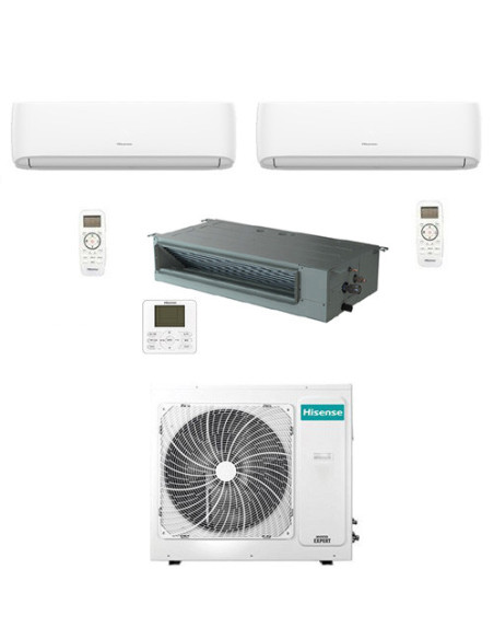 Climatizzatore Condizionatore Hisense R32 Trial Split Inverter Hi Comfort Wifi più Canalizzabile 12000 + 12000 + 18000 BTU co...