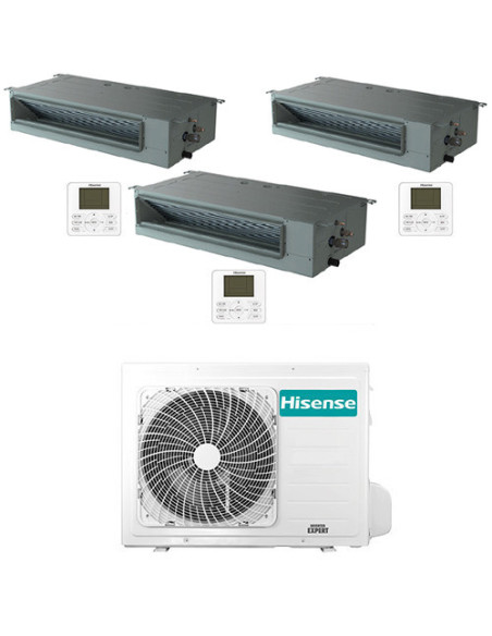 Climatizzatore Condizionatore Hisense Canalizzabile R32 Trial Split Inverter 12000 + 12000 + 18000 BTU con U.E. 4AMW105U4RAA ...