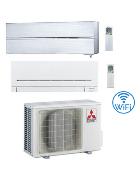 Climatizzatore Condizionatore Mitsubishi Kirigamine Style Bianco più MSZ-AP Wifi Dual Split R32 Inverter 9000 + 7000 BTU con ...