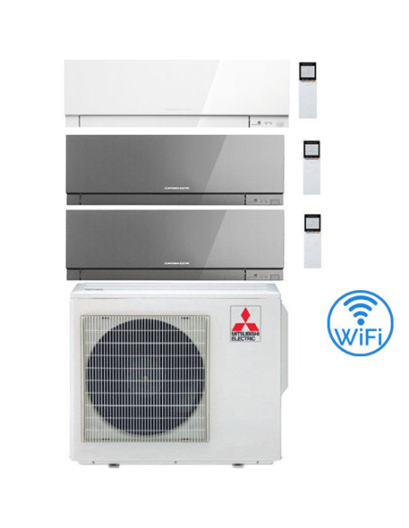 Climatizzatore Condizionatore Mitsubishi Kirigamine Zen Wifi Argento + Bianco Perla Trial Split Inverter 7000 + 7000 + 7000 B...