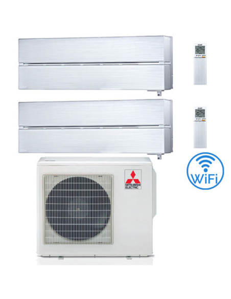 Climatizzatore Condizionatore Mitsubishi Kirigamine Style Wifi R32 Bianco Perla Dual Split Inverter 9000 + 18000 BTU con U.E....