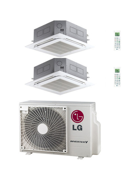 Climatizzatore Condizionatore LG Cassetta 4 vie R32 Dual Split Inverter 9000 + 9000 BTU con U.E. MU3R19 NOVITÁ Classe A+++/A+...