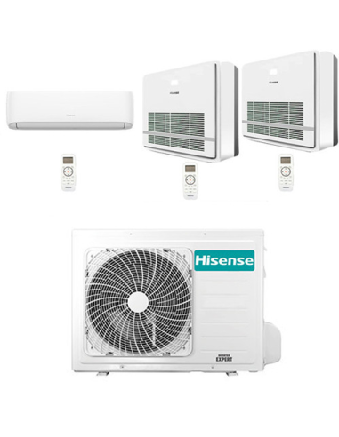 Climatizzatore Condizionatore Hisense Console + Hi Comfort R32 Trial Split Inverter 9000 + 9000 + 9000 BTU con U.E. 3AMW52U4R...