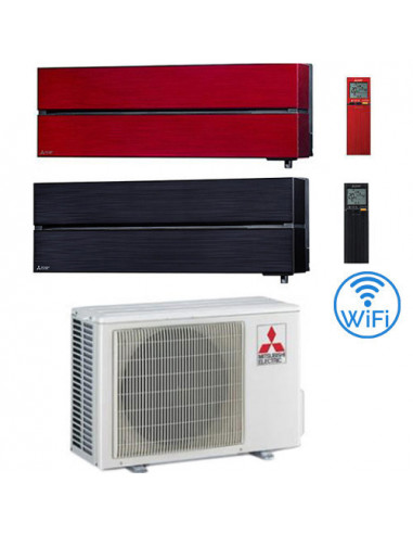 Climatizzatore Condizionatore Mitsubishi Kirigamine Style Rosso + Nero Wifi R32 Dual Split Inverter 9000 + 12000 BTU con U.E....