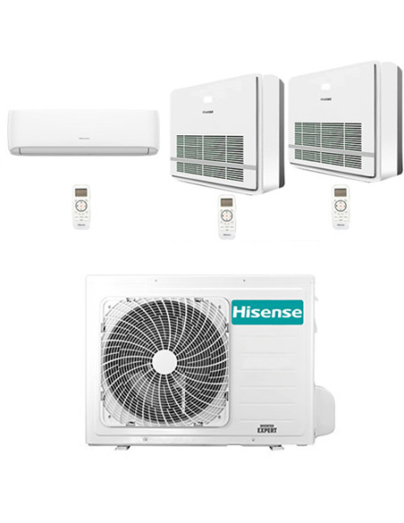 Climatizzatore Condizionatore Hisense Console + Hi Comfort R32 Trial Split Inverter 7000 + 9000 + 12000 BTU con U.E. 3AMW62U4...