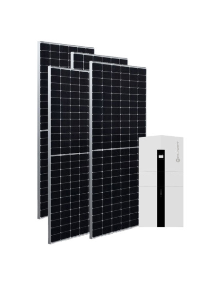 Kit fotovoltaico da 6 kW composto da Inverter Ibrido e pacco batteria da 5kWh Clivet + nº15 pannelli Sunerg X-HALF CUT da 410...