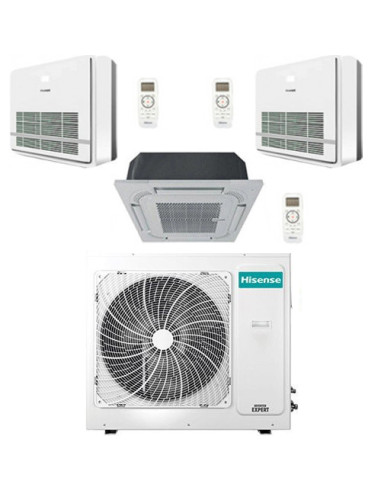 Climatizzatore Condizionatore Hisense Console più Cassetta 4 vie Wifi Opzionale R32 Trial Split Inverter 9000 + 9000 + 18000 ...