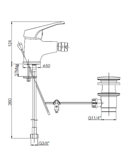 Set Rubinetti Piralla per lavabo e bidet con scarico automatico e doccia esterno serie Naomi cromato - Climaway