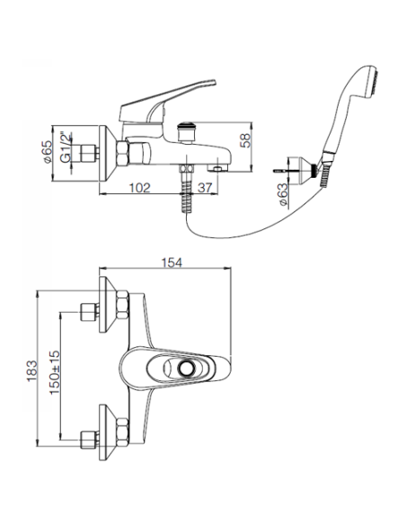 Set Rubinetti Piralla per lavabo e bidet con scarico automatico e vasca serie Naomi cromato - Climaway