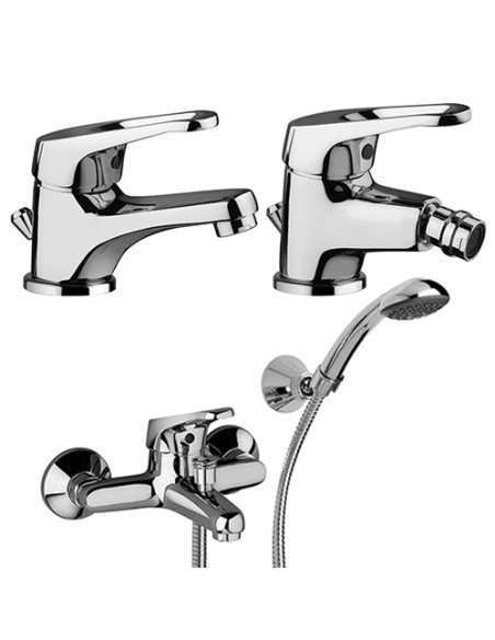 Set Rubinetti Piralla per lavabo e bidet con scarico automatico e vasca serie Naomi cromato - Climaway