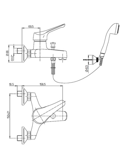 Miscelatore Piralla per vasca esterno serie Ariel con Duplex 0RE00002A21 cromato - Climaway