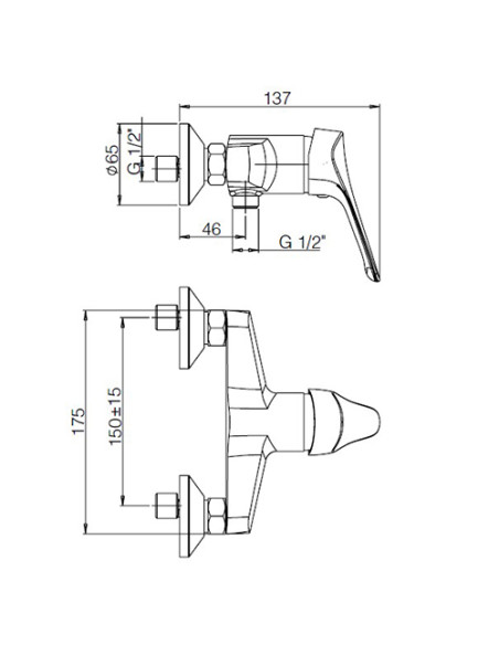 Miscelatore Piralla esterno per doccia serie Ariel 0RE00028A21 cromato - Climaway