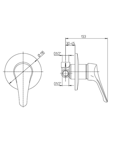 Miscelatore Piralla incasso per doccia serie Ariel 0RE00410A16 cromato - Climaway