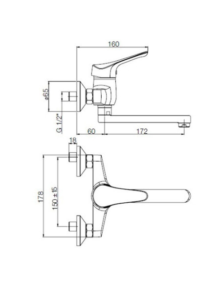 Rubinetto Miscelatore per lavello cucina serie Ariel Piralla a parete 0RE00062A21 cromato - Climaway