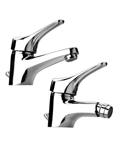 Set Rubinetti Piralla per lavabo e bidet con scarico automatico serie Ariel cromato - Climaway