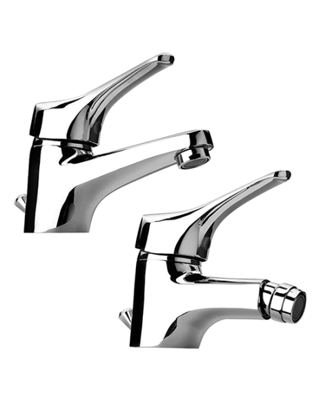 Set Rubinetti Piralla per lavabo e bidet con scarico automatico serie Ariel cromato - Climaway