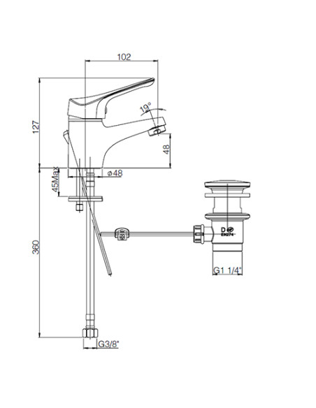 Set Rubinetti Piralla per lavabo e bidet con scarico automatico serie Ariel cromato - Climaway